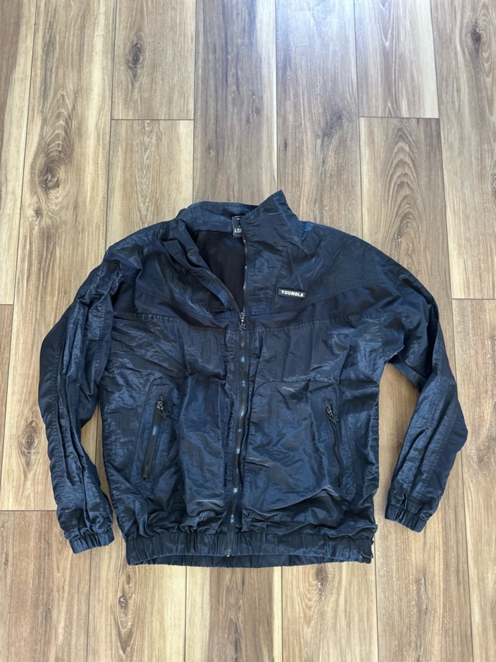 YoungLA Men’s Black Lightweight Zip-Up Jacket size large
